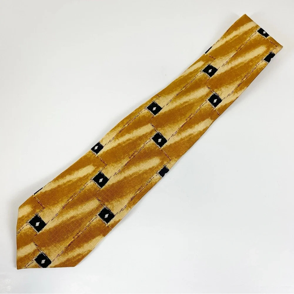 JZ Richards Neckwear Mens Tie Necktie Yellow Black Country Club